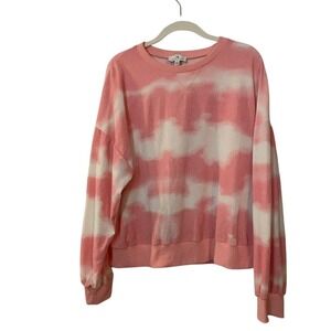 Urban Daizy light-weight sweatshirt women's Large pink white athleisure Boho EUC